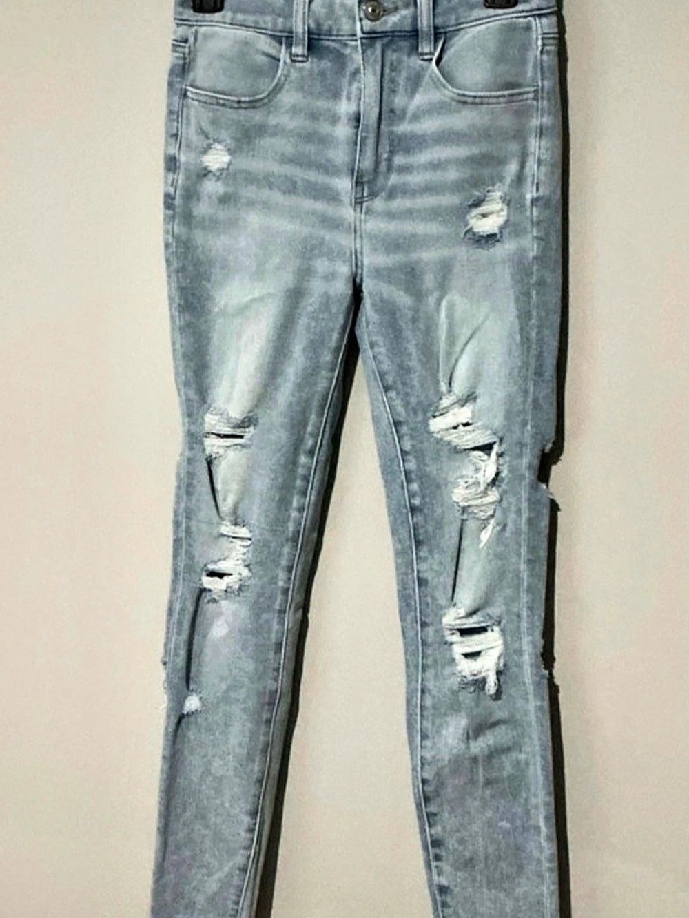 American Eagle AE High-Waisted Ripped Jegging Blue